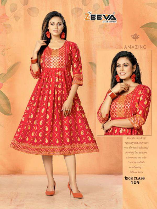 Zeeva Rich Class Rayon Designer Anarkali Kurti collection